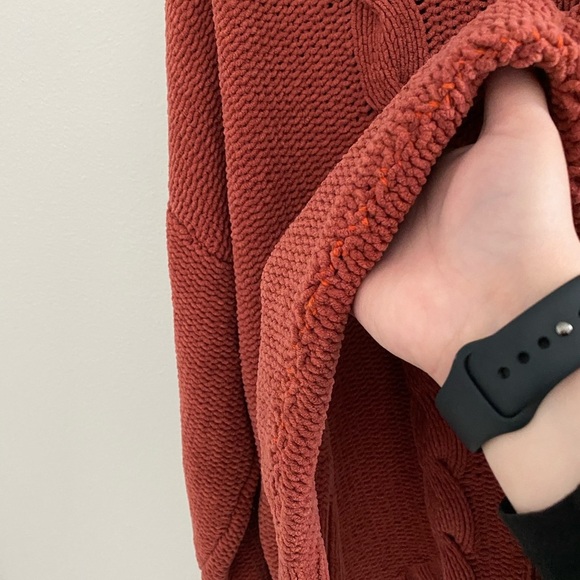 American Eagle Outfitters Burnt Orange Cable Knit Chenille Sweater - Picture 6 of 6